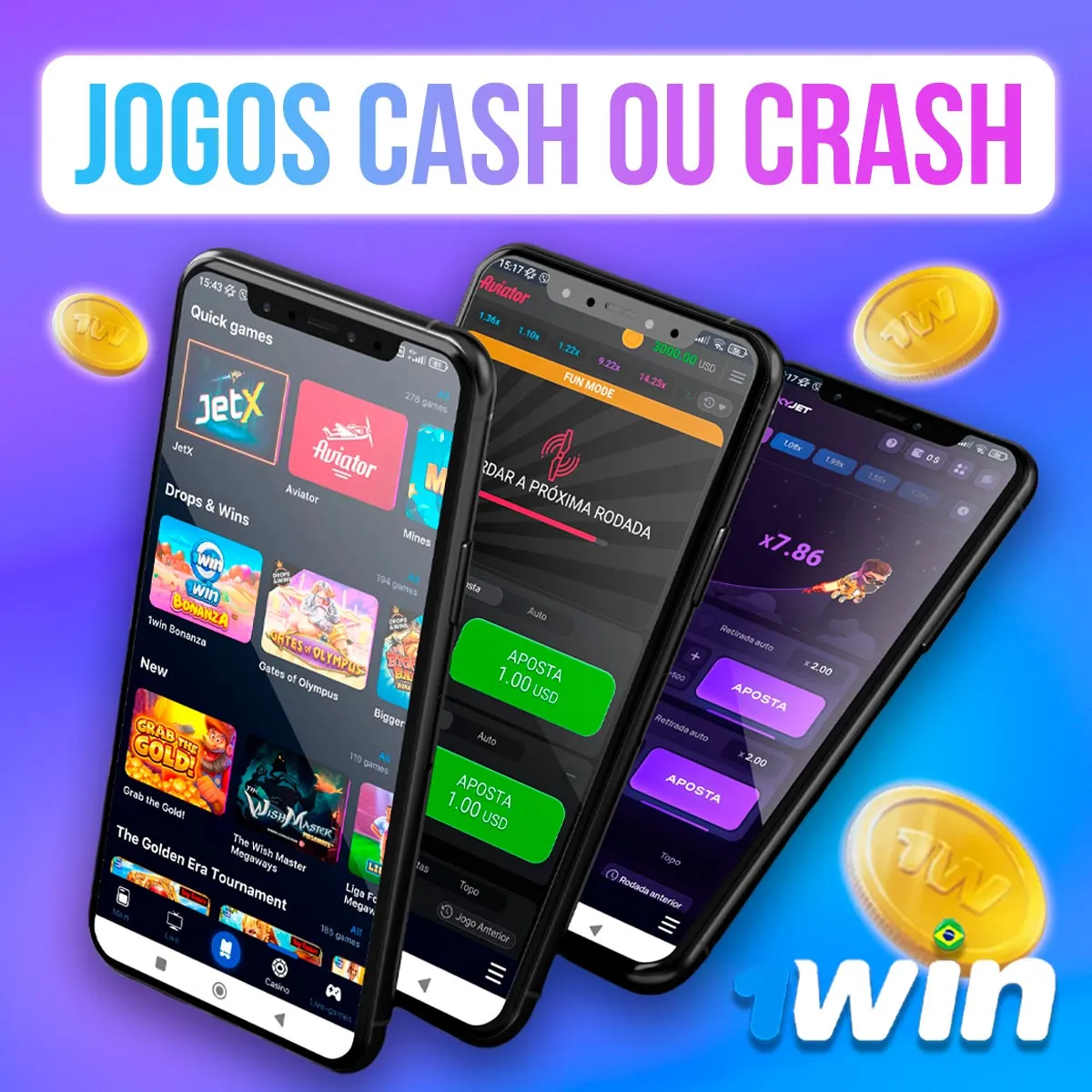 Jogos Cash ou Crash na casa de apostas 1win no mercado brasileiro