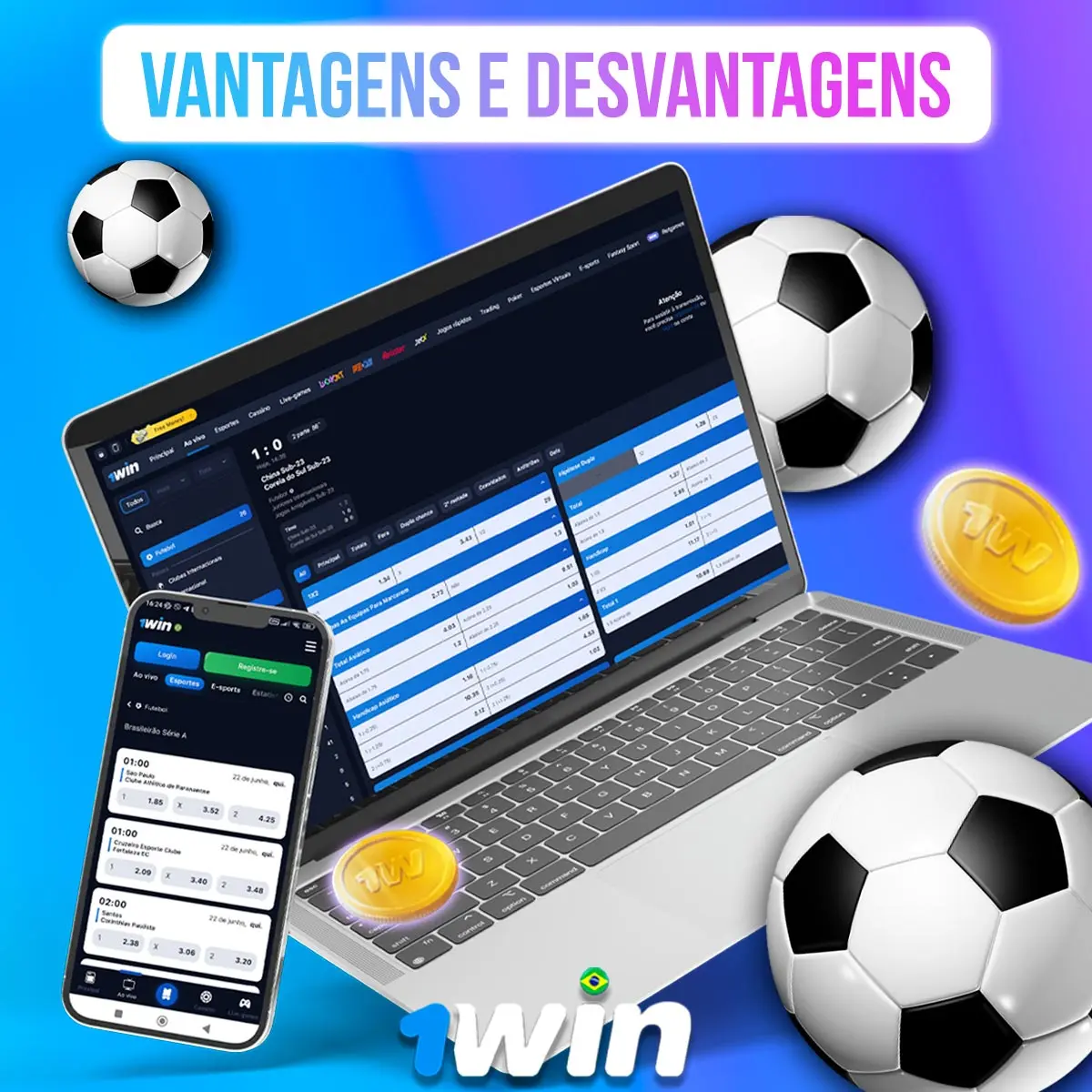 Prós e contras das apostas de futebol 1win