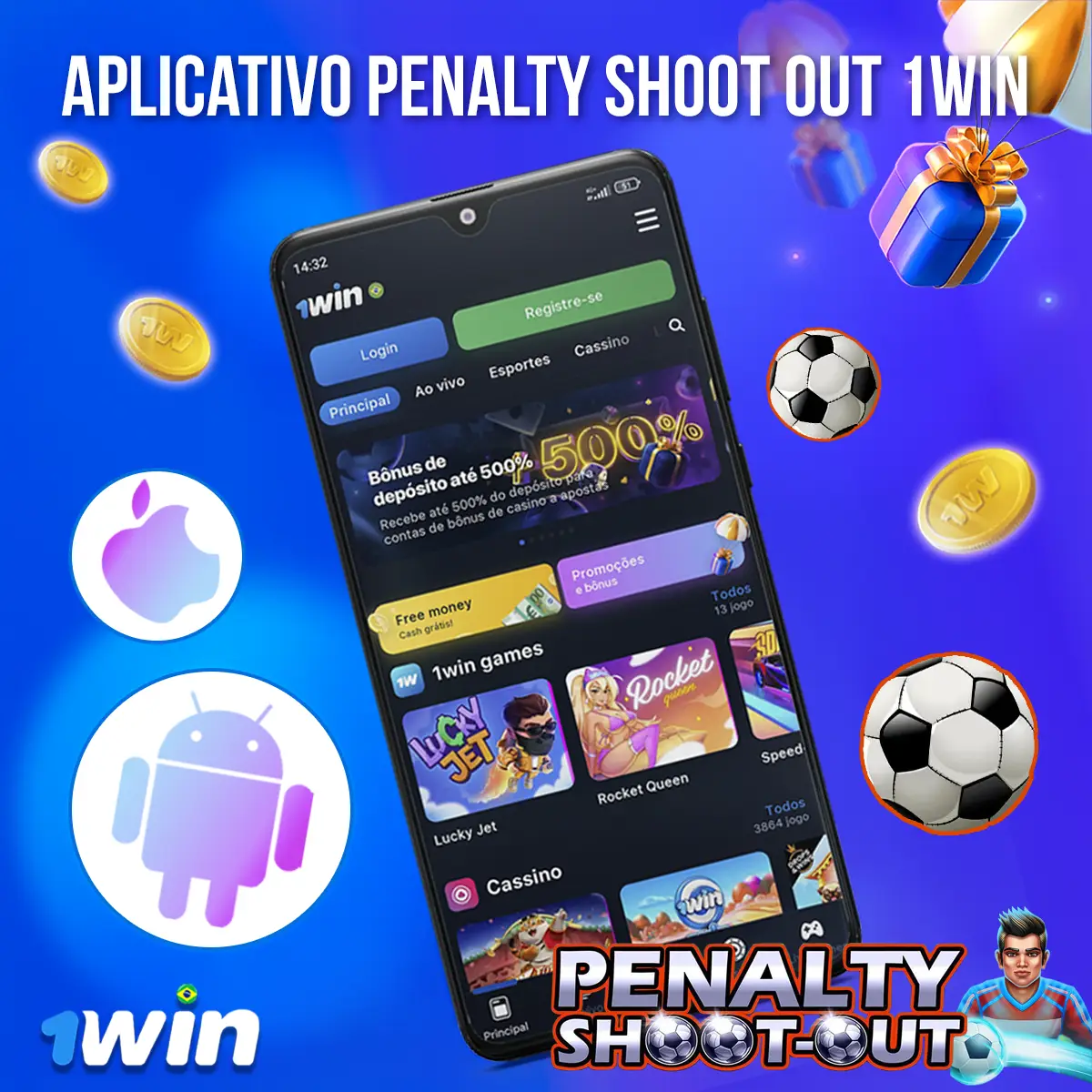 Como baixar o aplicativo Penalty Shoot Out 1win no Android e iOS