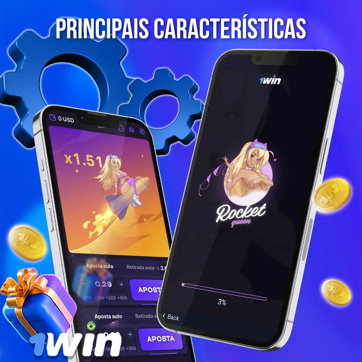 Quais são os principais recursos do 1win Rocket Queen