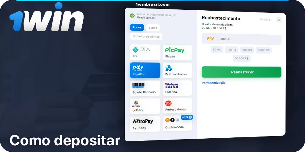 Instruções sobre como financiar uma conta de 1Win para jogadores brasileiros