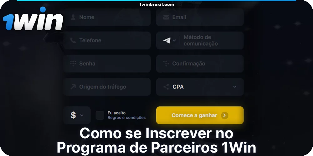 Instruções passo a passo sobre como solicitar o programa de afiliação 1Win para brasileiros
