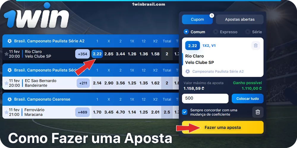 Instruções passo a passo para os brasileiros sobre como apostar no futebol a 1Win