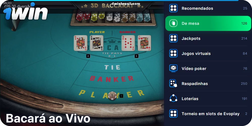 Jogue Bacará ao vivo em 1Win
