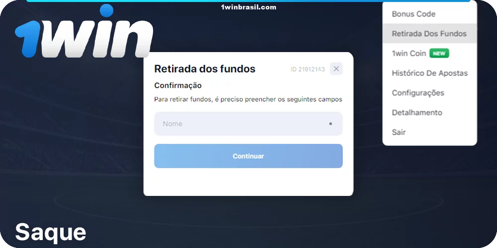 1Win seção Retirada dos fundos