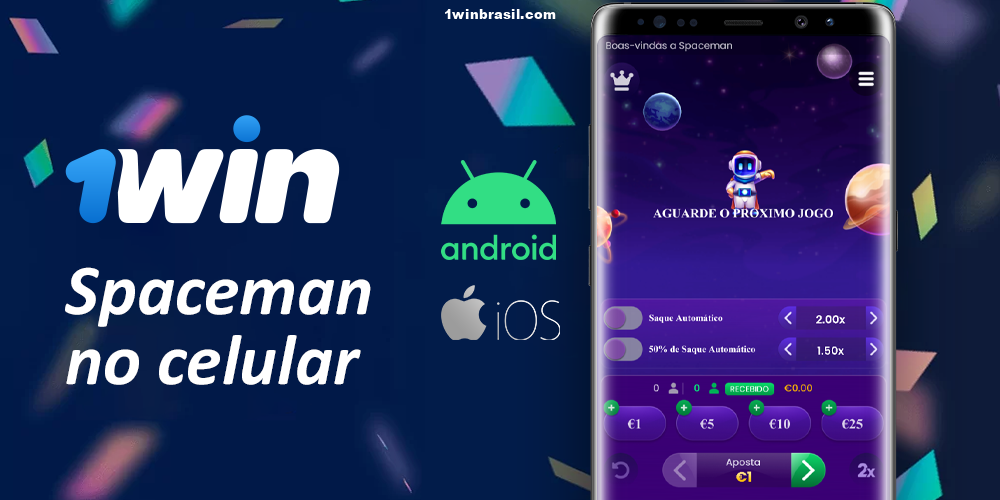 Jogo Spaceman no 1Win no celular