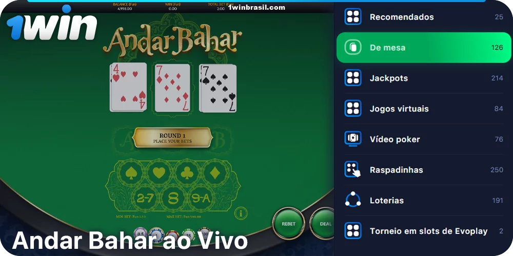 Jogue Andar Bahar ao vivo em 1Win