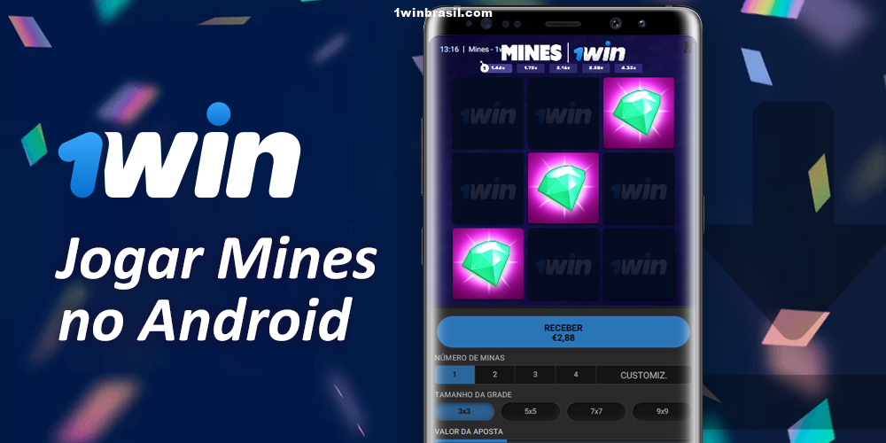 Jogue Mines no app 1Win para Android