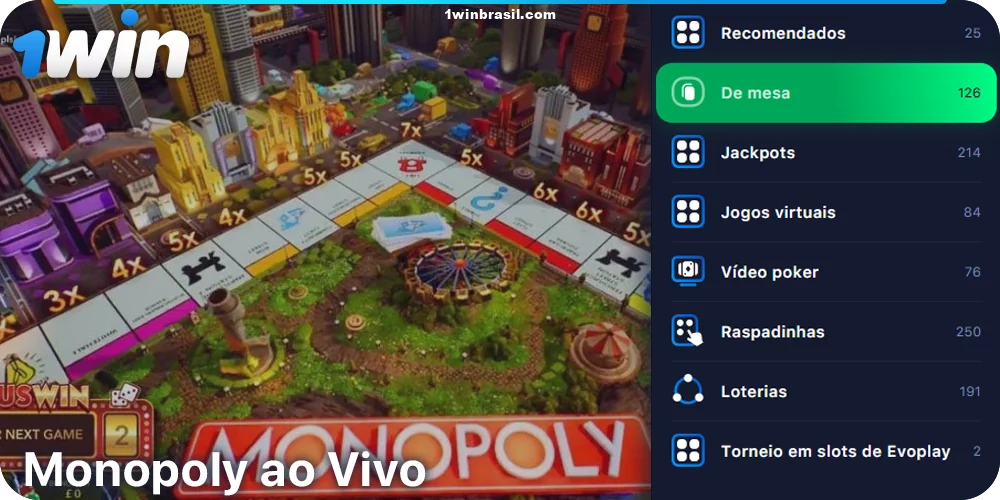 Jogue Monopoly ao vivo em 1Win