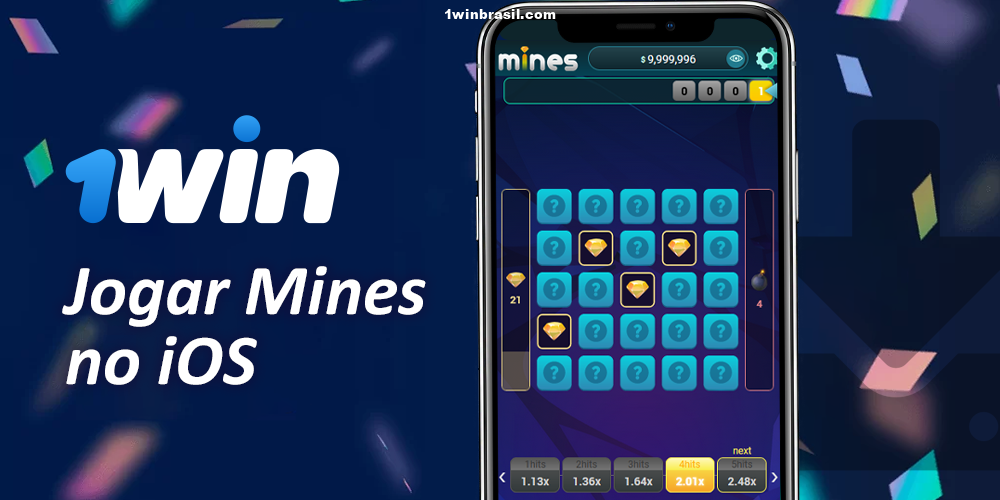 Jogue Mines no app 1Win para iOS