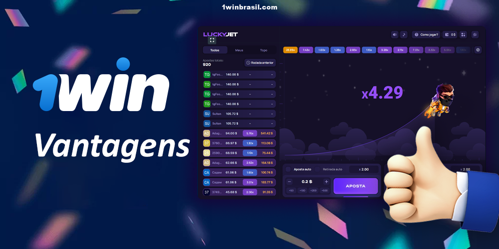 Benefícios de jogar Lucky Jet no 1Win para brasileiros